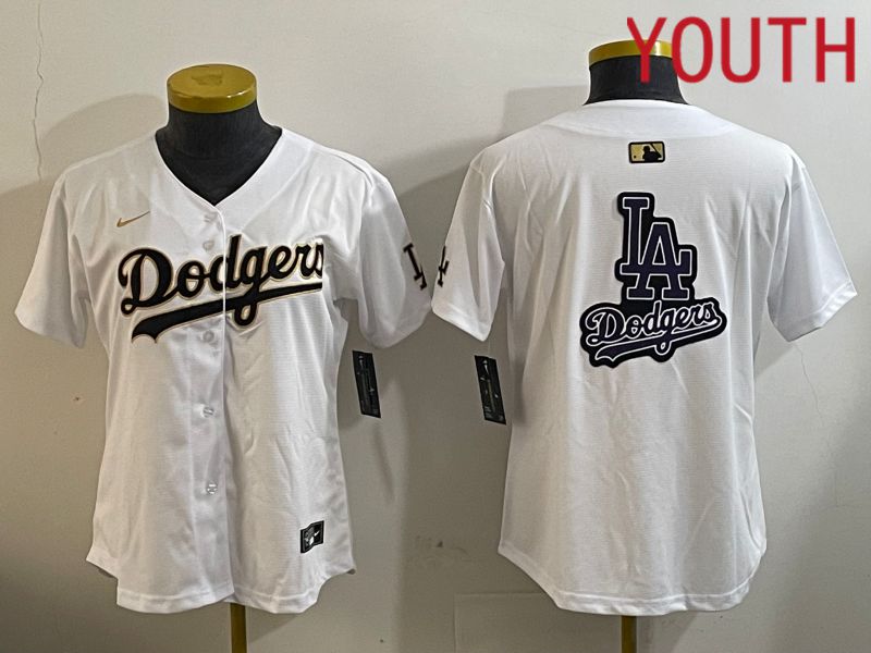 Youth Los Angeles Dodgers Blank White Game 2024 Nike MLB Jersey style 12057